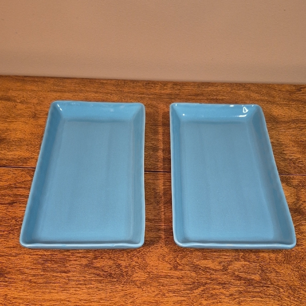MAIOLICHE JESSICA Rectangular Ceramic Serving Platter Trays, Set of 2, Italy